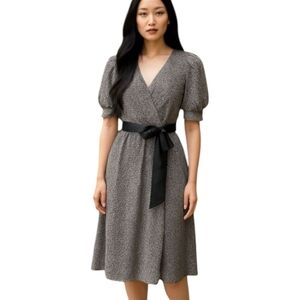 Tommy Hilfiger Chiffon Wrap Black Patterned Plus Size Dress NWT sz 16